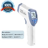 Non-Contact ForeheadEarFood ThermometerBody and Surface Infrared Thermometer Dual Mode-with Rapid Read Large LCD DisplayStorageSuit for BabiesChildrenAdultsSurface of Objects