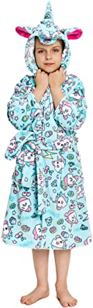 NEWCOSPLAY Soft Unicorn Hooded Bathrobe Sleepwear for Girls and Boys