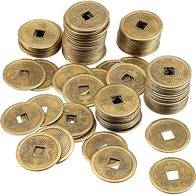 Tatuo 120 Pieces 1 Inch Chinese Coins Feng Shui I-Ching Coins Good Luck Fortune Coins for Health Success and Wealth