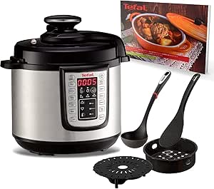 Tefal Multikocher Fast & Delicious Multicooker 1200 Watt, elektrischer Schnellkochtopf   Ingenio Schöpfkelle, 25 Automatische Programme, 6 Liter, Einstellbare Temperatur & Zeit, Rezeptheft, Edelstahl