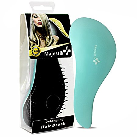 HairBrush- a Detangling Hair Brush by Majestik , Best Professional Salon Quality, Wet & Dry Brush For Tangle-Free, No Pain - Great For Thick, Wavy, Curly, or thin hair on women, girls & kids, a must have Detangler brush in Blue