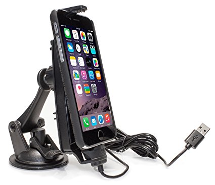 iBolt iPro2 MFI Approved Car / Desk Dock / Mount / Charger / for iPhone 5 / 5c / 5s / 6 / 6  with integrated Lightning Cable - Retail Packaging - Black