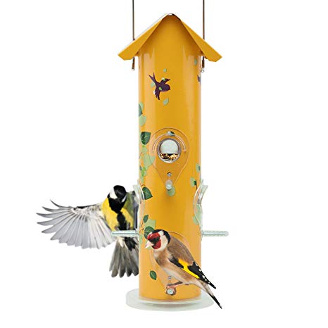 Kingsyard Bird Feeders for Outside Hanging Metal Tube Bird Feeder with 6 Feeding Ports and Perches, 1lb Seed Capacity for Finch, Cardinal