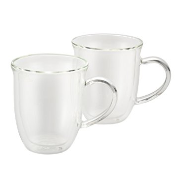 BonJour Coffee Insulated Borosilicate Glass Cappuccino Cups, 2-Piece Set, 8-Ounces Each