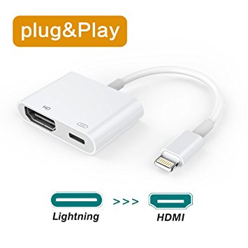 Lightning to HDMI Adapter Cable, Lighting Digital AV to HDMI 1080P Converter Adaptor for iPhone X/8/7/6/5 Series,iPad Air/Mini/Pro(Support IOS 10.3 up to IOS 11x,Female Lightning Port Must Be Connect)