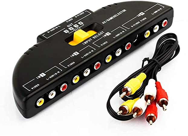 ANRANK RS4010AK 4-Way Audio Video AV RCA Switch Game Selector Box Splitter Black