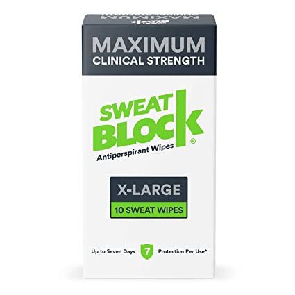 SweatBlock Maximum Strength Antiperspirant Sweat Wipes - Extra Large - Up to 7 day protection - 10 Count