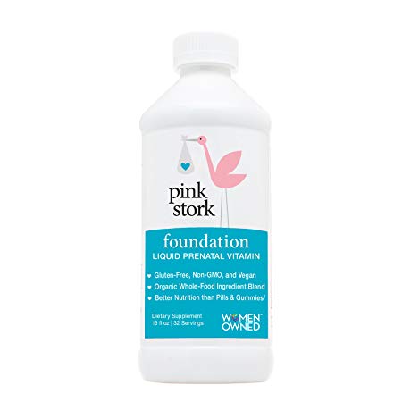 Pink Stork Foundation: Liquid Prenatal Vitamin -78% Better Absorption than Pills & Capsules -Organic Whole Food -Gluten & Sugar Free, Vegetarian, Non-GMO -100% of Daily Vitamins for Pregnancy