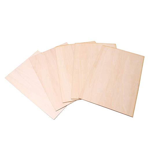 BQLZR 300x200x1.5mm Rectangle Unfinished Unpainted Basswood Wooden Sheets for Craft DIY Hand-made Project Mini House Building Architectural Model Pack of 5