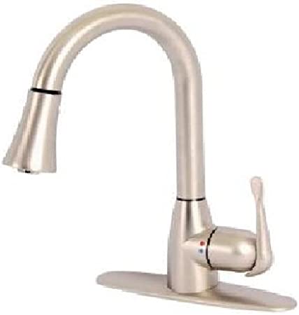 ​Glacier Bay New-Touch Single-Handle Pull-Down Sprayer Kitchen Faucet in Brushed Nickel