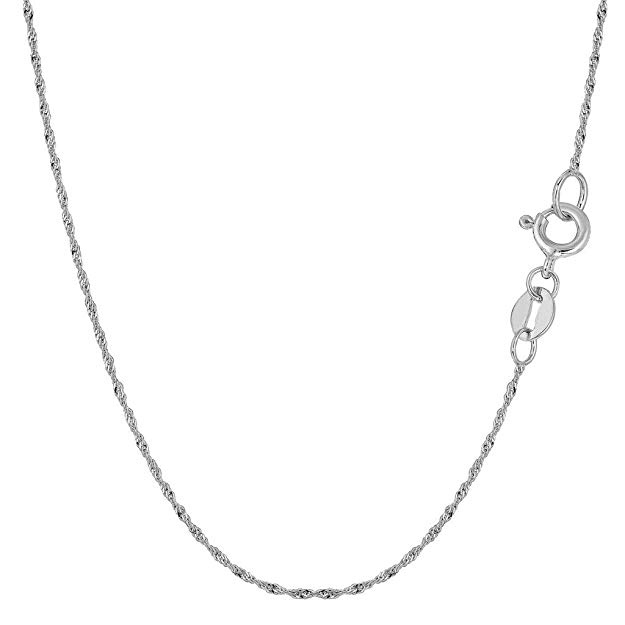 14K Yellow or White Gold 1.00mm Shiny Diamond-Cut Classic Singapore Chain Necklace for Pendants and Charms with Spring-Ring Clasp (7" 16" 18" 20" 22" or 24" inch)