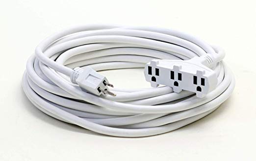 25-Foot 12/3 White Triple Tap Outdoor Extension Cord - Your Name on Cord