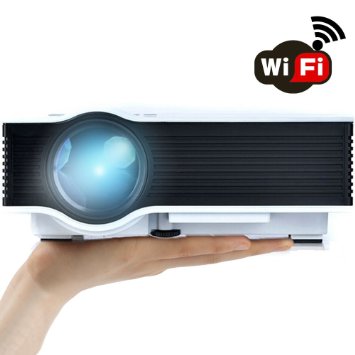 WiFi Wireless Projector, Support HD 1080P Video, ERISAN Updated ER46W Full Color Max 130" Image Pro Mini Portable LCD LED Home Theater Cinema Games Projector - For Video DVD PC Laptop PS Xbox WII