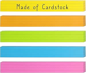 Colored Sentence Strips Cardstock, Pack of 100, 3” x 24” Rainbow Color Word Learning Strips Handwriting Practice Tools for Teachers, Classroom and Office, 5 Colors