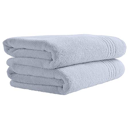 Rivet Quick-Dry Cotton Bath Towels, Set of 2, Chambray