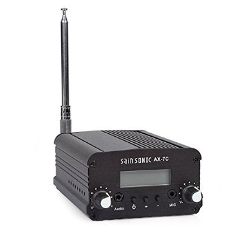 SainSonic AX-7C FM Transmitter Mini Radio Stereo Station PLL LCD with Antenna - Fashion Black