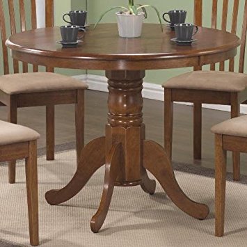 Monarch Specialties Round Pedestal Table, 40-Inch, Oak