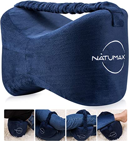 NATUMAX Knee Pillow for Side Sleepers - Sciatica Pain Relief - Back Pain, Leg Pain, Pregnancy, Hip and Joint Pain Memory Foam Leg Pillow   Free Sleep Mask and Ear Plugs