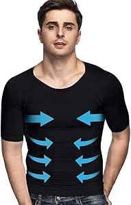 Odoland Men's Body Shaper Slimming Shirt Tummy Vest Thermal Compression Base Layer Slim Muscle Short Sleeve Shapewear