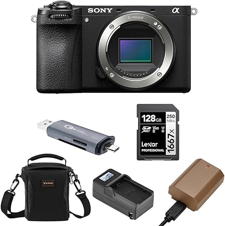 Sony Alpha a6700 Mirrorless Camera Body Bundle with Shoulder Bag, 128GB SD Card, Card Reader, Extra Battery, Charger