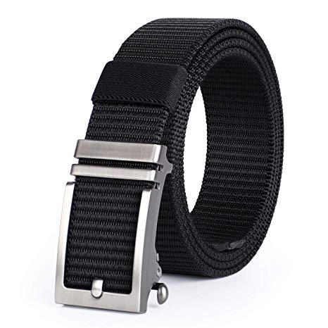 JASGOOD Nylon Belts with Automatic Buckle,Ratchet Belt-No Holes Web Belt for Men Jeans