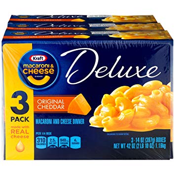 Kraft Macaroni & Cheese Deluxe, Original Cheddar, 3 Pack, 42 Ounce