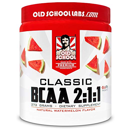 Old School Labs Classic BCAA 2:1:1 - Branched-Chain Amino Acids for Lean Muscle and Recovery with BioFit Probiotics - Natural Watermelon Flavor Makes for a Delicious Drink During Any Activity - 273 g