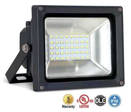 ASD LED Floodlight 20W SMD Outdoor Landscape Security Waterproof UL Listed DLC Certified 4000K (Bright White)