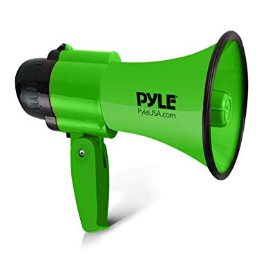 Pyle Portable Megaphone Speaker Siren Bullhorn - Compact and Battery Operated with 30 Watt Power, Microphone, 2 Modes, PA Sound and Foldable Handle for Cheerleading and Police Use -  PMP32GR (Green)