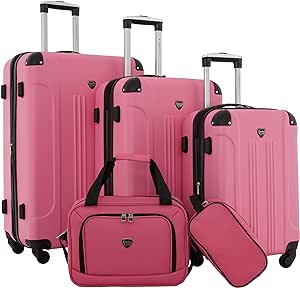 Travelers Club Chicago Hardside Expandable Spinner Luggage, Hot Pink, 5 Piece Set