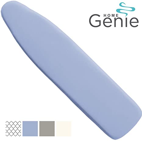 HOME GENIE Reflective Silicone Ironing Board Cover, 15x54, Velcro Straps, Fits Large and Standard Boards, Pads Resist Scorching and Staining, Elastic Edge, Thick Padding, No Fasteners Needed, Blue
