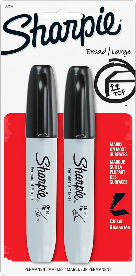 Sharpie 38262PP Sharpie Marker, Chisel Tip, 2/PK, Black