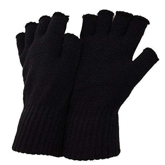 FLOSO Mens Winter Fingerless Gloves