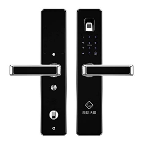 PINEWORLD Q303Plus Advance Fingerprint Smart Door Lock,Biometric Digital Touchscreen Door Lock with Military Module RFID Card and Mechanical Key for Home Security, Handle Direction Reversible