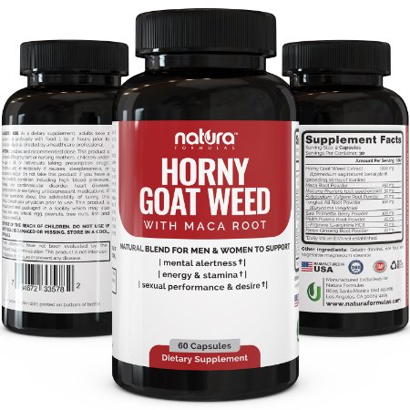 1 Horny Goat Weed Extract w Maca Root  Best Natural Libido Boost For Men and Women  Increase Performance and Desire  Enhance Energy and Focus  1000mg Epimedium and 10mg Icariin per Serving  60 Capsules
