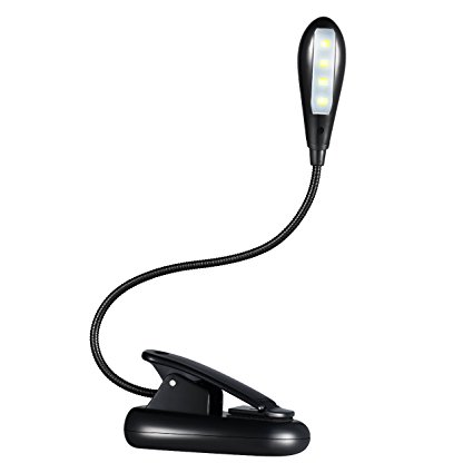 Turbot 4 LED Book Light with 2 Brightness Level, Rechargable Clip-On Reading Light, Flexible Eye-Friendly Desk Lamp, Portable Travel Light, for Readers, Kids, Best Gift for Book Worms