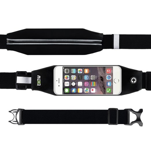 Running Belt Waist Pack,EOTW Sweatproof Reflective Belt Waist Bag for iPhone 6S/6 PLUS Samsung Galaxy S Note Transparent Touch Screen Window, Universal Sports Waist Belt with Additional Extender (4.7/5.5INCH)