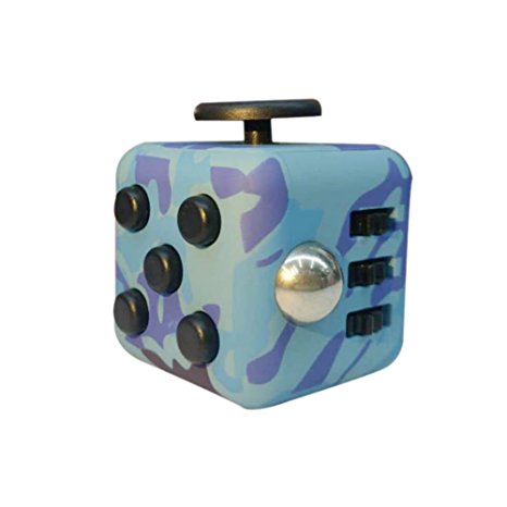 Balai Fidget Cube Toy Anxiety Attention Stress Relief for Children and Adults (Camo Blue)