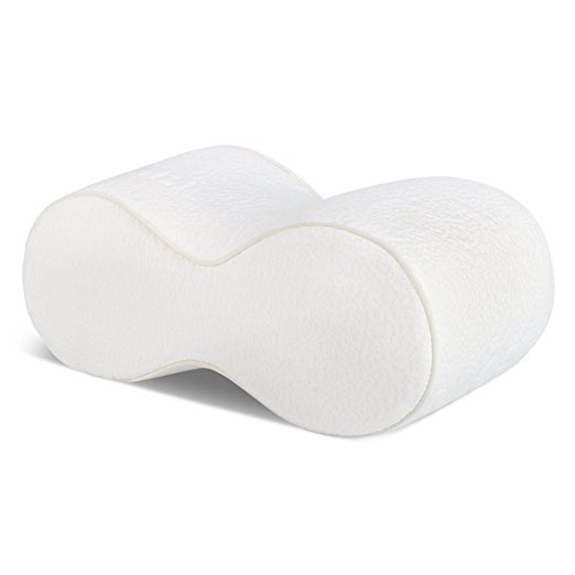 GENERAL ARMOR Orthopedia Sciatica Relief Knee Pillow for Side Sleepers, Pregnancy, Back, Leg, Hip and Joint Pain - Memory Foam Wedge Contour Leg Positioner Pillows with Washable Cover (White)