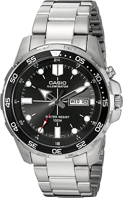 Casio Men's MTD-1079D-1AVCF Super Illuminator Diver Analog Display Quartz Silver Watch