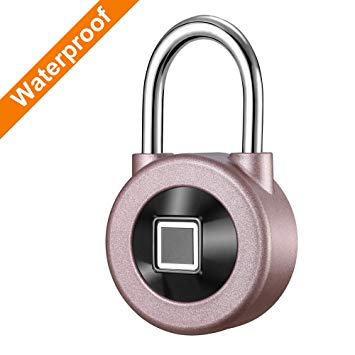 Kacul Fingerprint Padlock,Smart Metal Waterproof iOS/Android APP Smart Remote Control Keyless Luggage Lock for Bag,Door,Backpack,Bike (rose1)