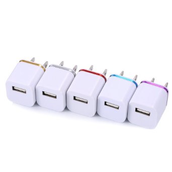 Wall Charger, 5 Pack 1A/5V Two-Tone Universal USB Ac Wall Travel Power Charger Adapter for iPhone 6/6S Plus 4/5/5S Samsung Galaxy HTC LG Huawei Google BLU 4/5/6/7 and Most Android Phones 5 Colors