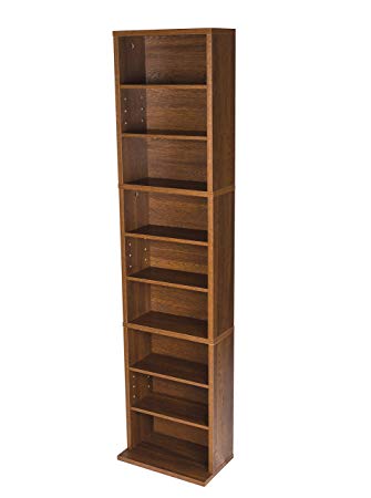 Atlantic Herrin Adjustable Media Cabinet - Holds 261CD, 114DV, 132 Blu-Ray/Games PN74736249 in Textured Chestnut