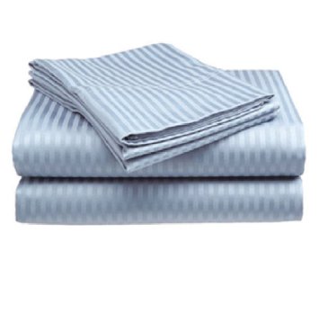 Home Couture Luxury 1500 Thread Count 4pcs Soft Wrinkle Resistant Striped QUEEN Sheet Set Light Blue