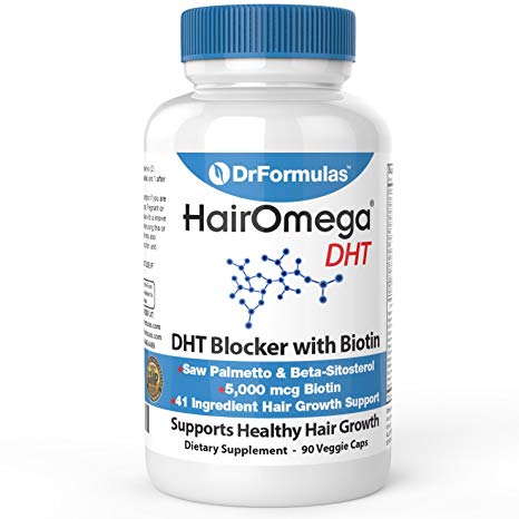 Hairomega DHT Blocker Hair Growth Support Supplement for Loss and Thinning, 90 Count