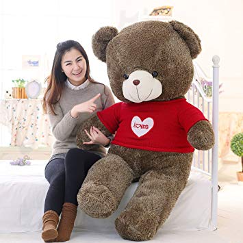 YunNasi Huge Teddy Bear Stuffed Animal Plush Toy with Red Heart Sweater 39''