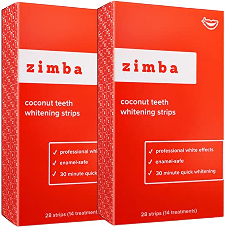 ZIMBA Teeth Whitening Strips - 56 Zimba Whitening Strips, 28 Treatments - Teeth Whitening Sensitive Teeth - White Strips Teeth Whitening - Natural Whitening Strips