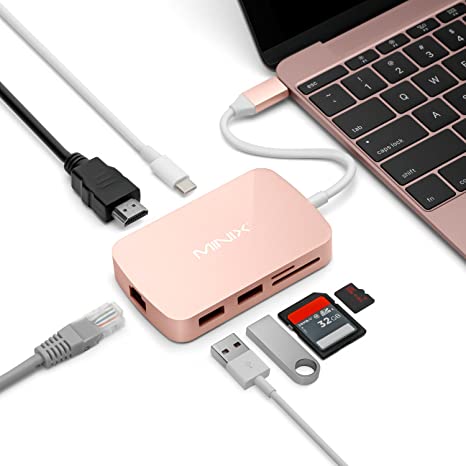 MINIX NEO C-X, USB-C Multiport Adapter with HDMI – Rose Gold [10/100Mbps Ethernet] (Compatible with Apple MacBook and MacBook Pro). Sold Directly by MINIX® Technology Limited.