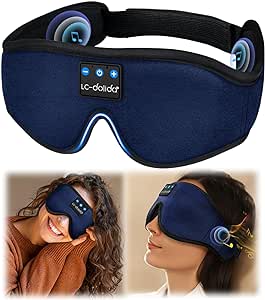 LC-dolida Seiden Schlafmaske für Seitenschläfer 100% Lichtblockierende Schlafkopfhörer, Schlafmaske Bluetooth Augenmaske mit Ohrhörern für Reisen,Nickerchen,Yoga,Meditation,Chnarchen Schlaflosigkeit