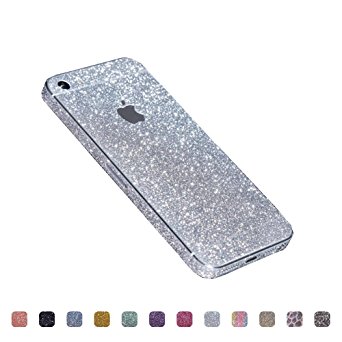 Supstar Luxury Bling Crystal Diamond Full Body Screen Protector Skin Sticker   HD Glass Film for Apple iPhone SE / 5S (Silver)